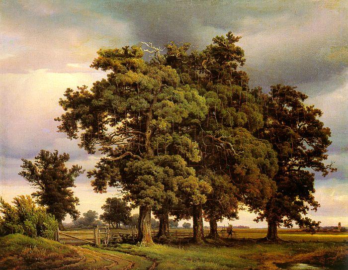 Georg-Heinrich Crola Oak Trees Sweden oil painting art